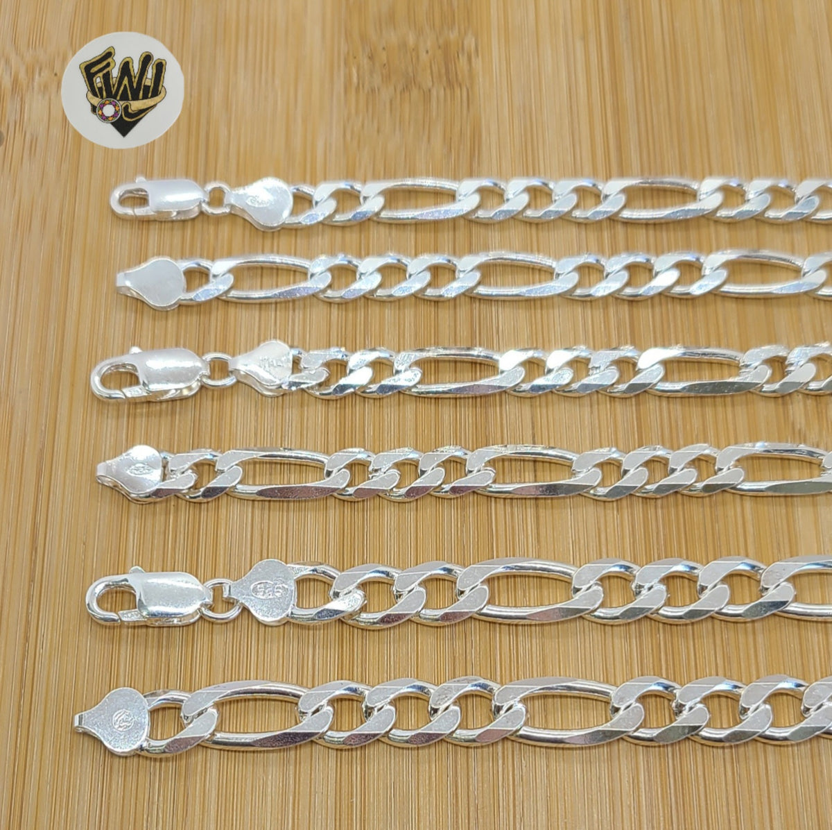 (sv-fig-02) 925 Sterling Silver - Figaro Chains.