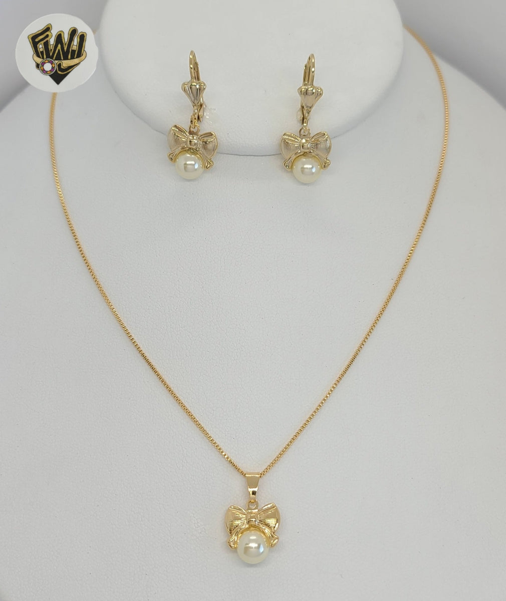 Box Link Bow and Pearls Set - BGF - (1-6062) Gold Laminate