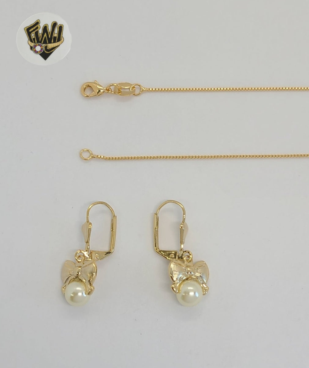 Box Link Bow and Pearls Set - BGF - (1-6062) Gold Laminate