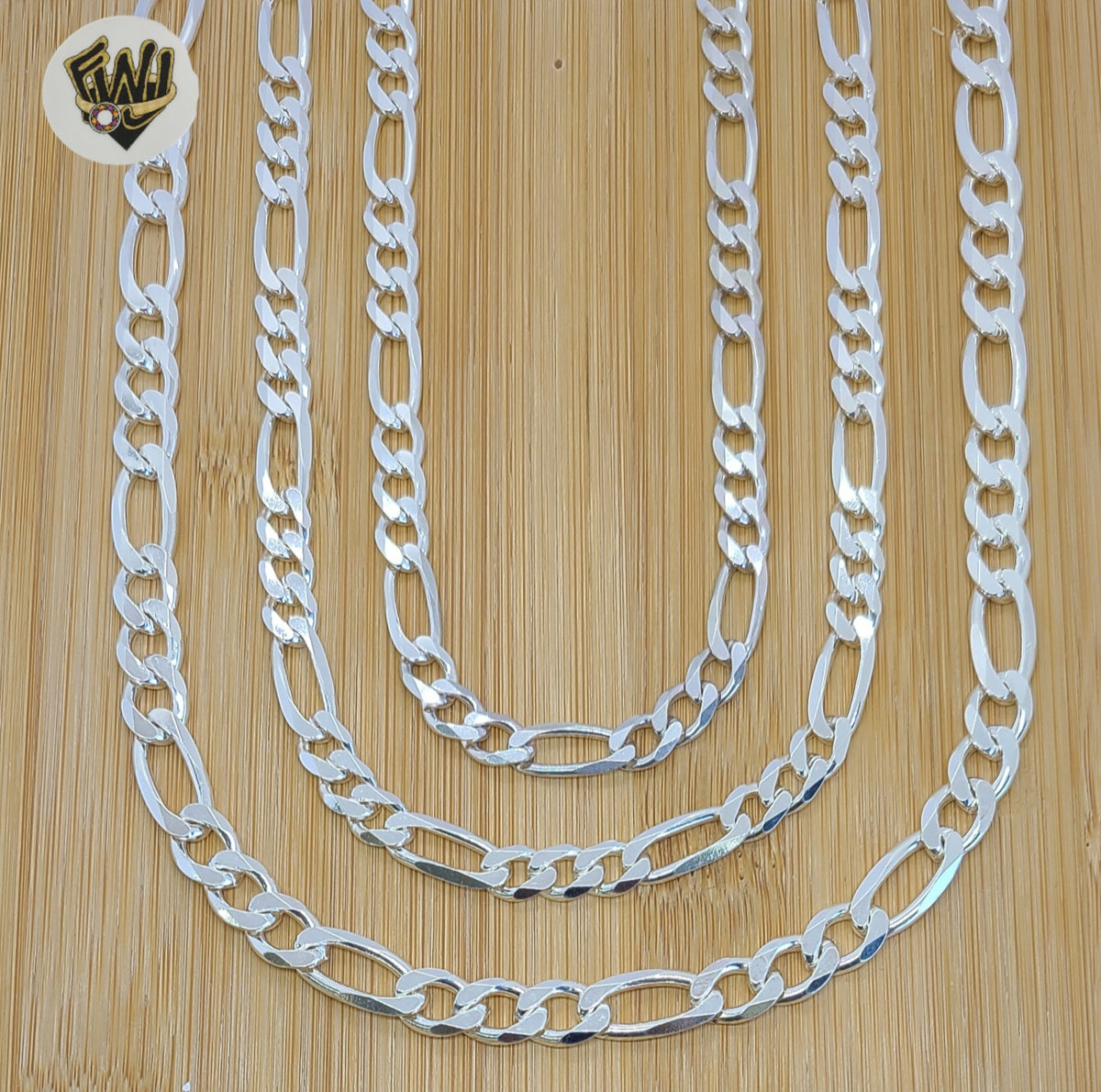 (sv-fig-02) 925 Sterling Silver - Figaro Chains.
