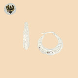 (2-4134) 925 Sterling Silver - Carved Chunky Hoops.