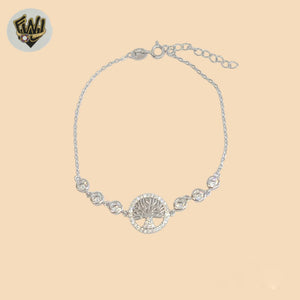 (2-0374-1) 925 Sterling Silver - Zircon Tree Bracelet.