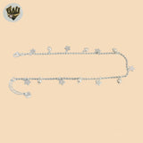 (2-0158-1) 925 Sterling Silver - 1.5mm Link Charms Anklet - 10"