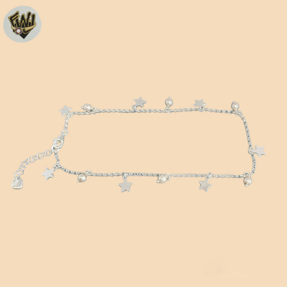 (2-0158-1) 925 Sterling Silver - 1.5mm Link Charms Anklet - 10