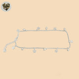 (2-0158-1) 925 Sterling Silver - 1.5mm Link Charms Anklet - 10"