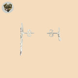 (2-3256) 925 Sterling Silver - Leaf Stud Earrings.