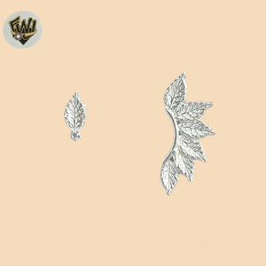 (2-3256) 925 Sterling Silver - Leaf Stud Earrings.