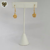 (1-1138) Gold Laminate - Flower Dangle Earrings - BGF