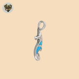 (2-1696) 925 Sterling Silver - Opal Seahorse Pendants.