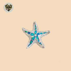 (2-1717) 925 Sterling Silver - Opal Starfish Pendants.