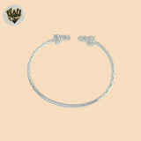 (2-0640) 925 Sterling Silver - 3mm Elephant Open Bangle - 2.5"