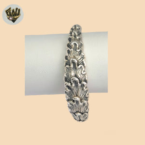 (2-0653) 925 Sterling Silver - 15.5mm Carved Bangle - 2.5"