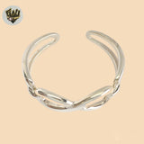 (2-0655) 925 Sterling Silver - 18.5mm Carved Open Bangle - 2.5"