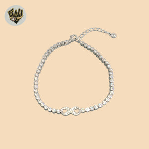 (2-0308-1) 925 Sterling Silver - Zircon Infinity Bracelet.