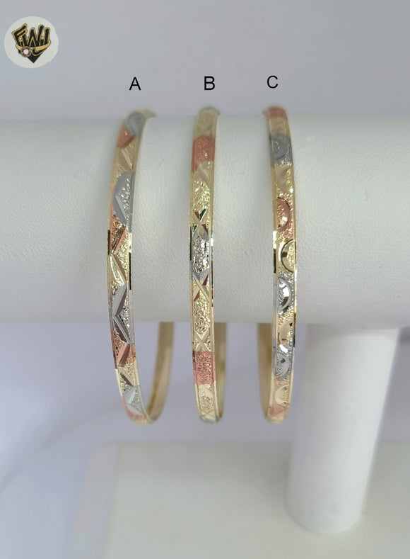 (1-4013-2) Gold Laminate - 4mm Three Tones Bangles - Dozen - BGO