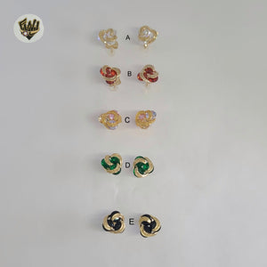 (1-1187-1) Gold Laminate - Flower Studs Earrings - BGF