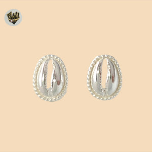 (2-3229) 925 Sterling Silver - Shell Stud Earrings.