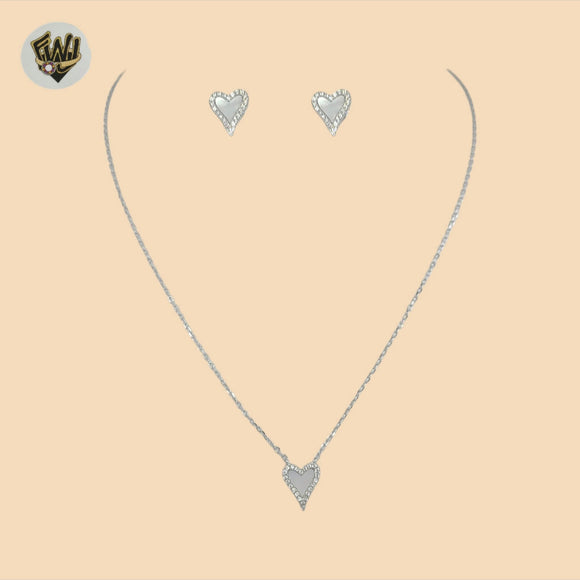 (2-6367-1) 925 Sterling Silver - 1mm Link Heart Set - 16