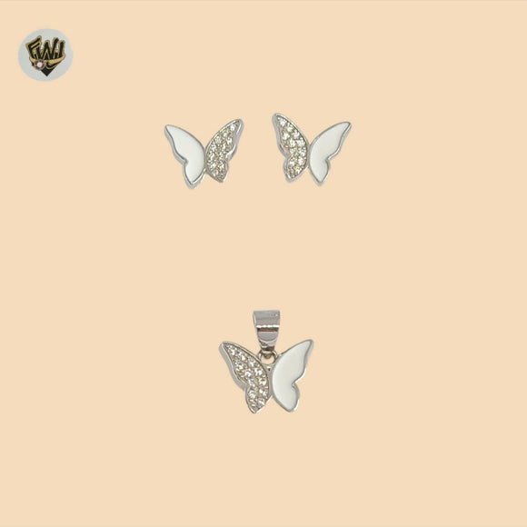 (2-6368) 925 Sterling Silver - Butterfly Set.