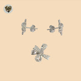 (2-6371) 925 Sterling Silver - Zircon Bow Set.