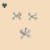 (2-6371) 925 Sterling Silver - Zircon Bow Set.