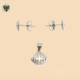 (2-6764) Plata de Ley 925 - Conjunto de Conchas de Playa.