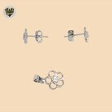 (2-6332) 925 Sterling Silver - Zircon Flower Set.