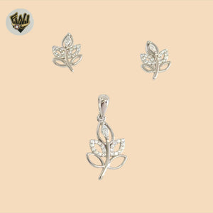 (2-6404) 925 Sterling Silver - Leaf Zircon Set.