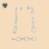 (2-6373) 925 Sterling Silver - Paper Clip Link Zircon Set.