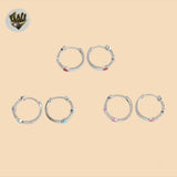 (2-4230) 925 Sterling Silver - Heart Zircon Huggies.