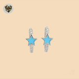 (2-4177) 925 Sterling Silver - Blue Star Huggies.