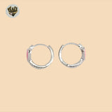 (2-4182-1) 925 Sterling Silver - Pink Heart Huggies.