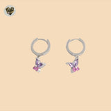 (2-4279) 925 Sterling Silver - Butterfly Charms Huggies.