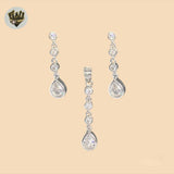 (2-6341) 925 Sterling Silver - Zircon Teardrop Set.