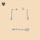 (2-6341) 925 Sterling Silver - Zircon Teardrop Set.