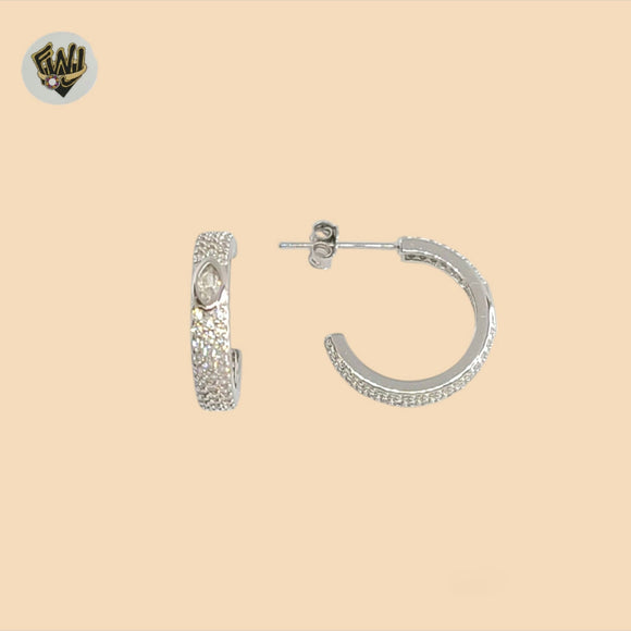 (2-4201-1) 925 Sterling Silver - Zircon Half Hoops.