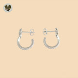 (2-4185) 925 Sterling Silver - Zircon  Flower Half Hoops.