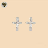 (2-4234-1) 925 Sterling Silver - Zircon Flower Huggies.