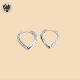 (2-4227) 925 Sterling Silver - Zircon Heart Huggies.