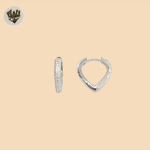 (2-4227) 925 Sterling Silver - Zircon Heart Huggies.