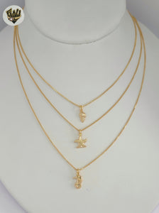 (1-6297) Gold Laminate - Sea Charms Layering Necklace - BGF