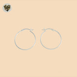 (2-4009) 925 Sterling Silver - Plain Round Hoops.