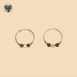 (2-4129) 925 Sterling Silver - Tiger Eye Hoops.