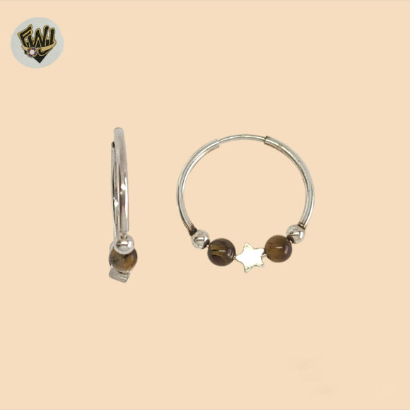 (2-4129) 925 Sterling Silver - Tiger Eye Hoops.