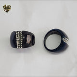 (4-0078) Acero inoxidable - Anillo para hombre con circonitas talladas.