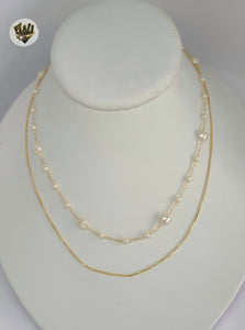 (1-6205) Gold Laminate - Layering Pearls Necklace - BGF