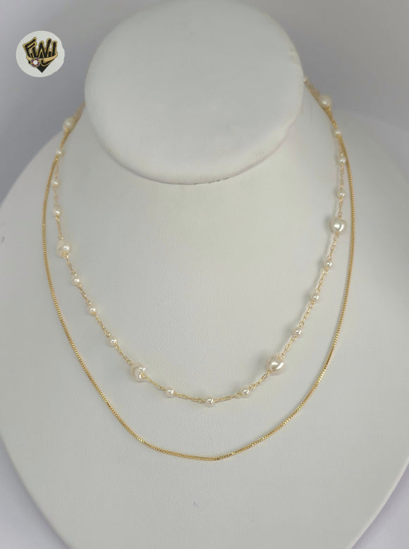 (1-6205) Gold Laminate - Layering Pearls Necklace - BGF