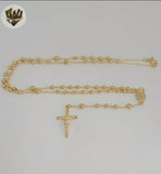 (1-3331-1) Laminado de oro - Collar Rosario Virgen de Guadalupe de 6 mm - 24" - BGF.