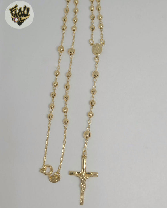 (1-3331-3) Gold Laminate - Miraculous Rosary Necklace - 22