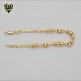 (1-0614-1) Gold Laminate - 6mm Balls and Puff link Bracelet - 7.5" - BGF